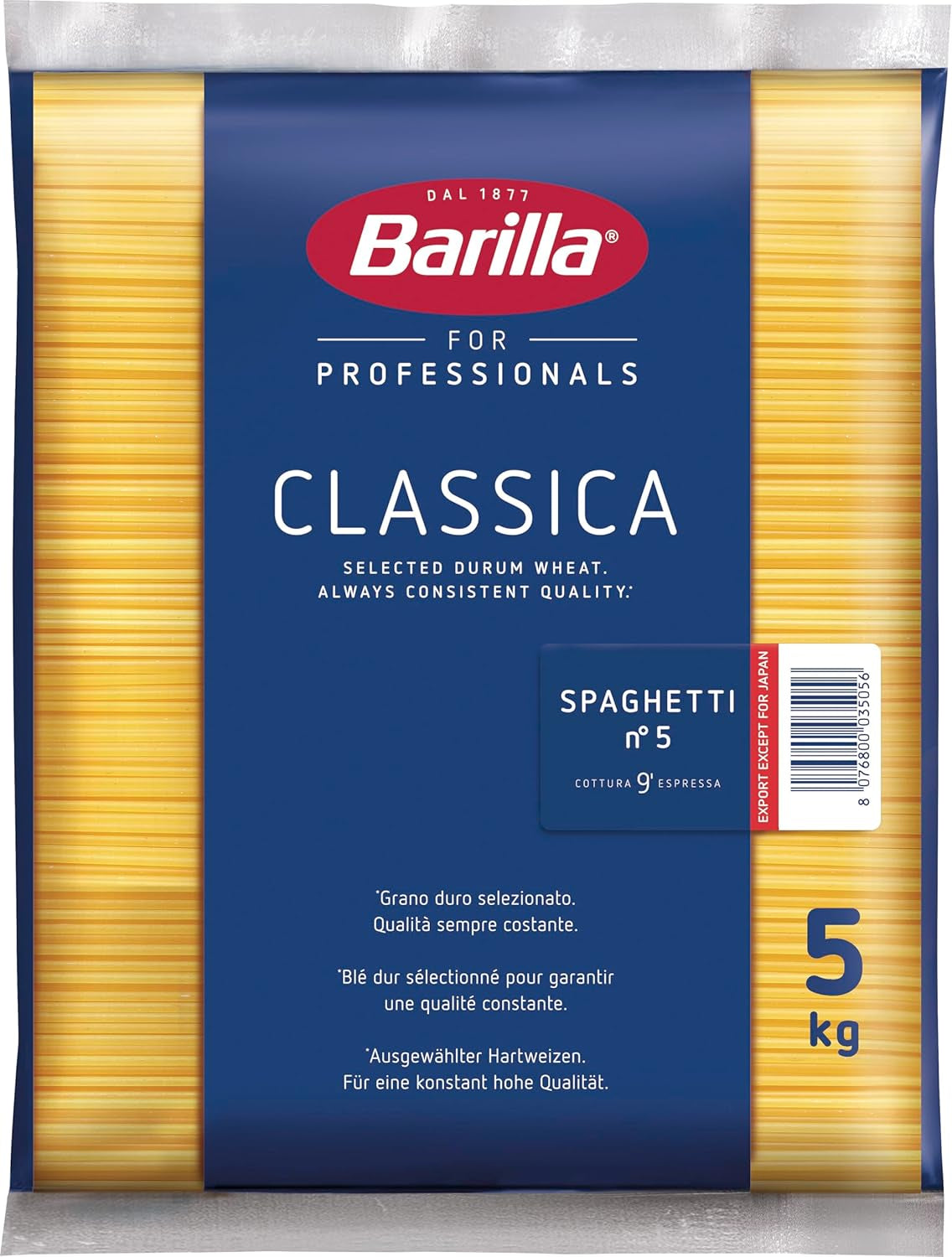 Pasta de espagueti de trigo duro Barilla núm. 5 – Pachet de 1 (1x5kg)