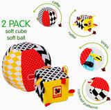 magdum 2 set juego cubo bebe + pelota de tela - juguete motricidad a partir de 1 año - juguete para niños 6 meses - juguete Montessori - juguete educativo 1 año - regalo para niños - pelota para niños - cubo para niños - regalos para niños Juguetes Bebe Naty Shop