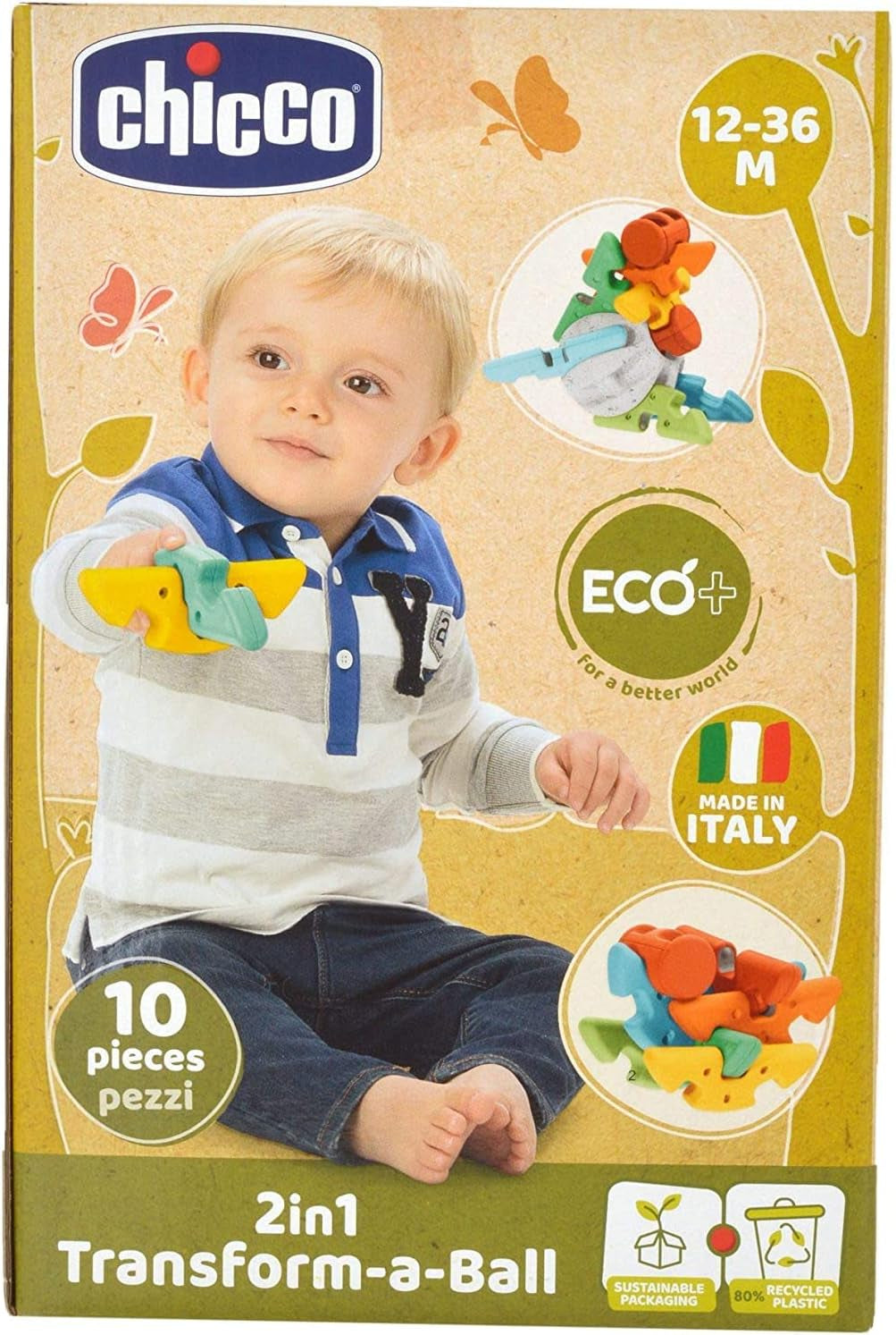Chicco Primera Pelota Creativa Bebé 2 En 1 - Eco+ 12-36 meses Juguetes Bebé Naty Tienda