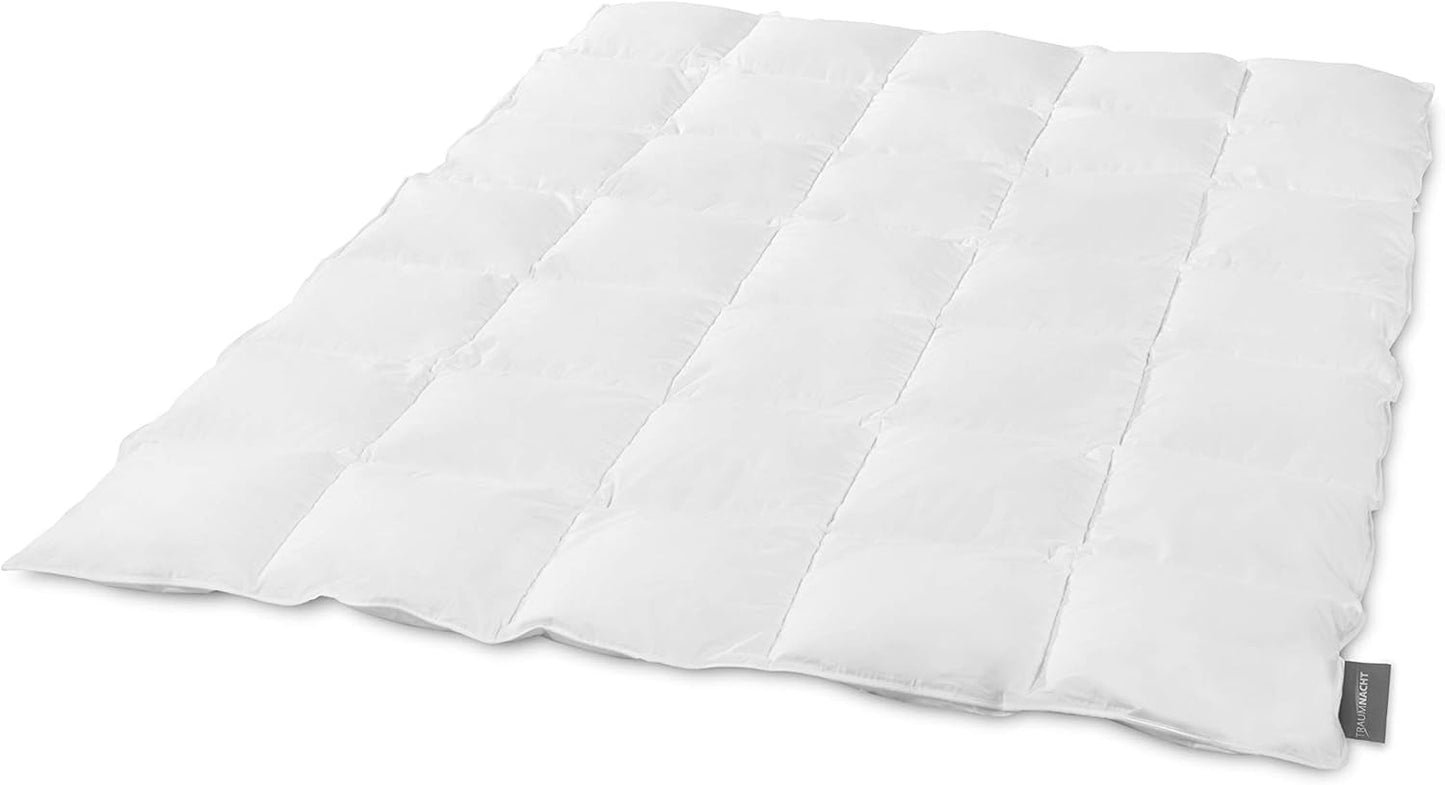 Traumnacht Basic Edredón de plumas ligero con nuevo plumón blanco (60%) y plumas (40%), DIN EN 12934, 135 X 200 cm, certificado Down Pass y Oeko-Tex, producido según el estándar de calidad alemán Edredones y edredones Naty Shop 60 por ciento plumón / 40 por ciento plumas Edredón mediano para todas las estaciones 155 X 220