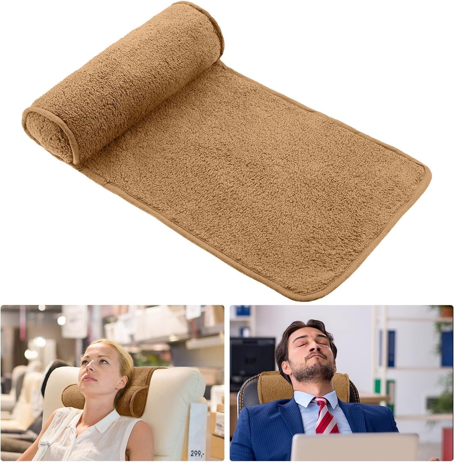 Chaise Lounge Almohada para el cuello, almohada para la cabeza, almohada ajustable de felpa, rollo para el cuello, forro polar antideslizante, almohada para el cuello, almohada para viajar a casa, chaise lounge, sofá, sillón (negro)