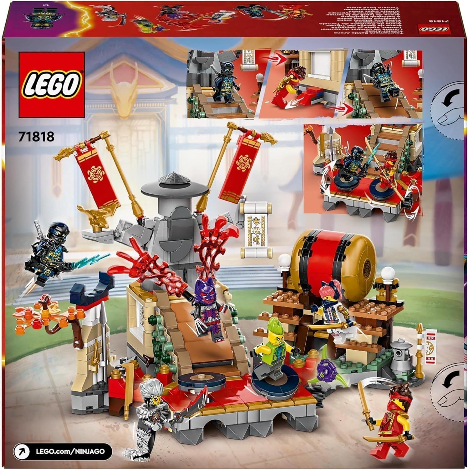 LEGO NINJAGO Tournament Arena Adventure Juguete para niños Juego Ninja con colección de 6 minifiguras Set de construcción Regalo de cumpleaños para niños y niñas de 7 años 71818 Juegos de construcción Besuche den LEGO-Store