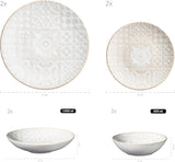 MÄSER 935079 Vajilla Vintage Moderna para 2, Diseño Morisco, Servicio de Mesa de 8 Piezas, Platos y Cuencos de Cerámica de Alta Calidad, Gres, Blanco