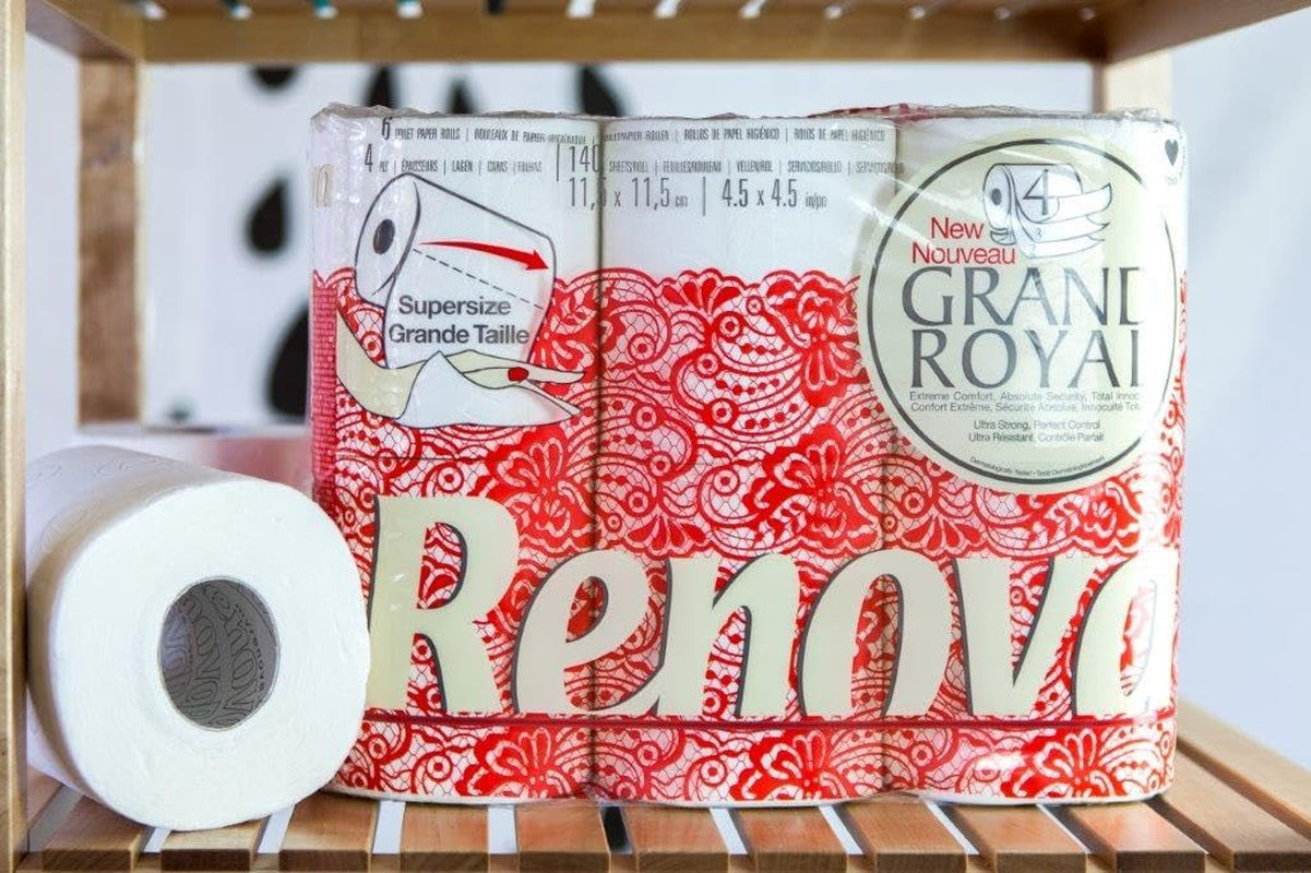 Papel higiénico Renova Grand Royal, 18 rollos Premium XXL, 4 capas, suave y duradero