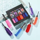 Tinte para el cabello instantáneo, 6 colores, máscara temporal para el cabello para niñas y mujeres, tiza para el cabello lavable, máscara para el cabello con arcoíris, tinte para el cabello para carnaval, Halloween, fiesta de cosplay, cumpleaños (A) Naty Shop Tinte para el cabello