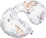 Medi Partners Almohada cervical para bebé Soporte para el cuello 100% algodón / minky almohada cervical para bebé para cochecito de coche viaje viaje dormir almohada cervical snooze roll (REH con Minky gris) Almohadas ortopédicas cervicales Naty Shop Ciervo en hojas con minky gris