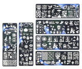 JMEOWIO Plantillas para estampación de uñas Halloween 6 Piezas Plantillas de Plantillas para decoración de uñas Diseño de uñas Zubehör Böse Gruselige Kürbis-Geisterhexe