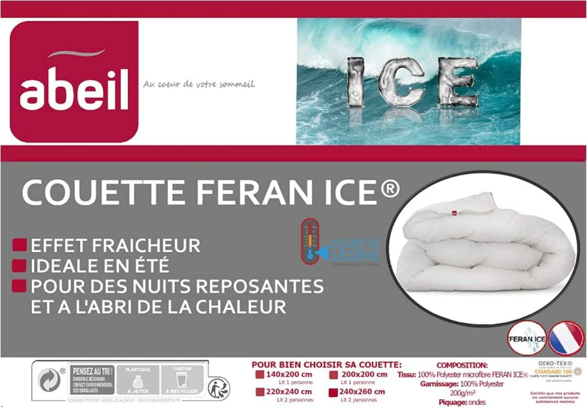 Abeil couette douceur et fraicheur blanc edredón feran ice suave y fresco, blanco, 240 x 260 cm, poliéster, 240x260 Edredones y edredones naty shop