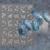 Pegatinas para uñas con purpurina, ondas de agua de verano, arte de uñas estrellado, ondas de agua de mar de fantasía, diseños de uñas, pegatinas para uñas, ondas de agua de mar, accesorios para uñas, arte de uñas