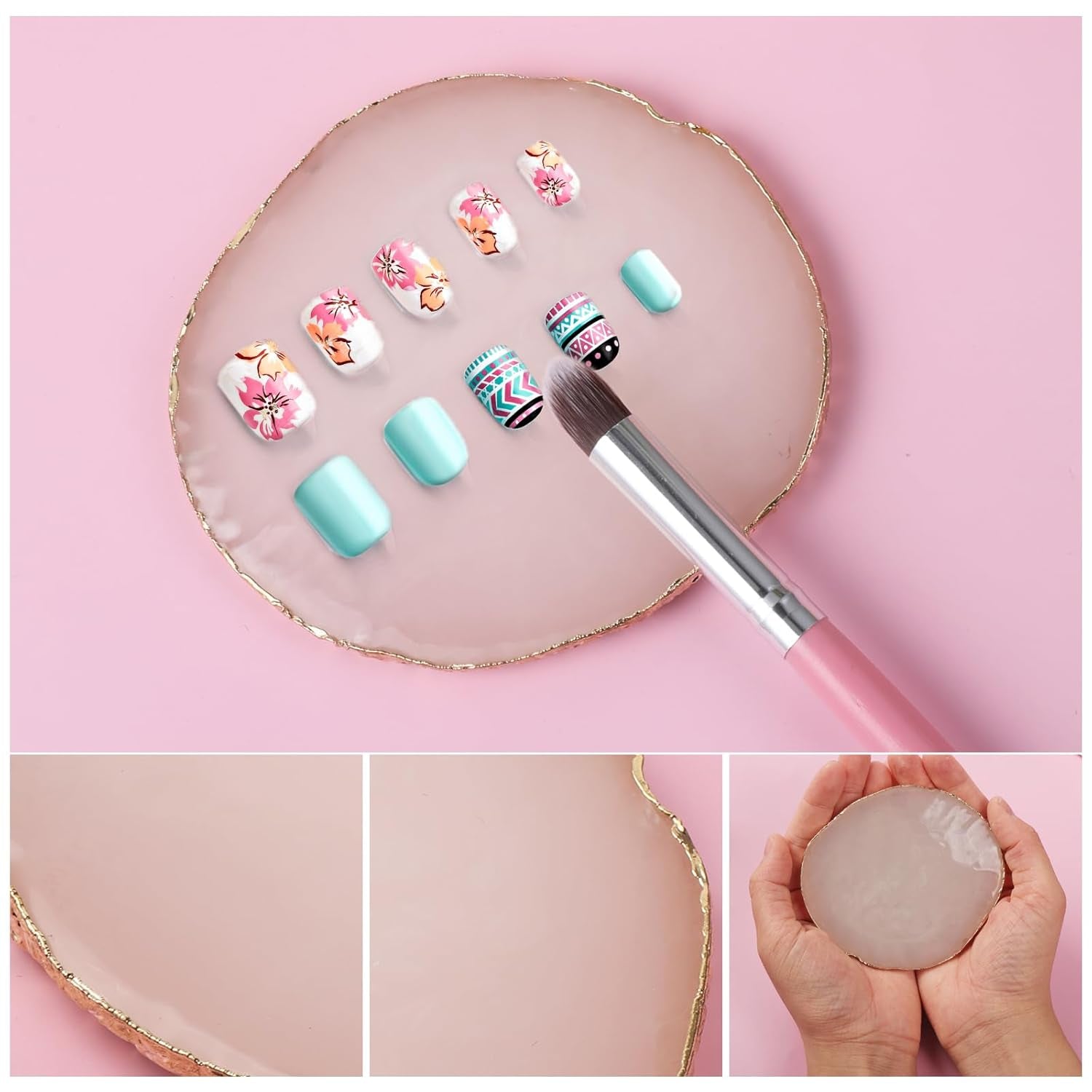 Maniküre Gemalt Palette Nail Art Palette Kunstharz Nagelkunst Nail Art Make up Paletten Nagelmalerei Display Fach Kosmetik Mischwerkzeuge (blanco)