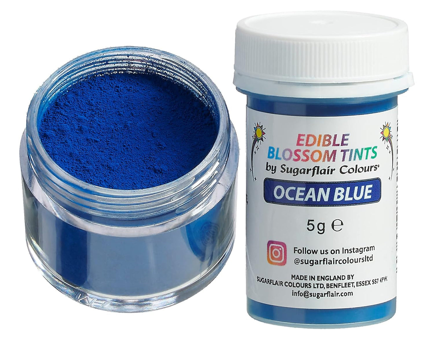 Sugarflair Blossom Tint Dust Ocean Blue - Colorante alimentario en polvo para decoración de pasteles, fondant, glaseado, chocolate, crema de mantequilla, macarrones y más - 5G