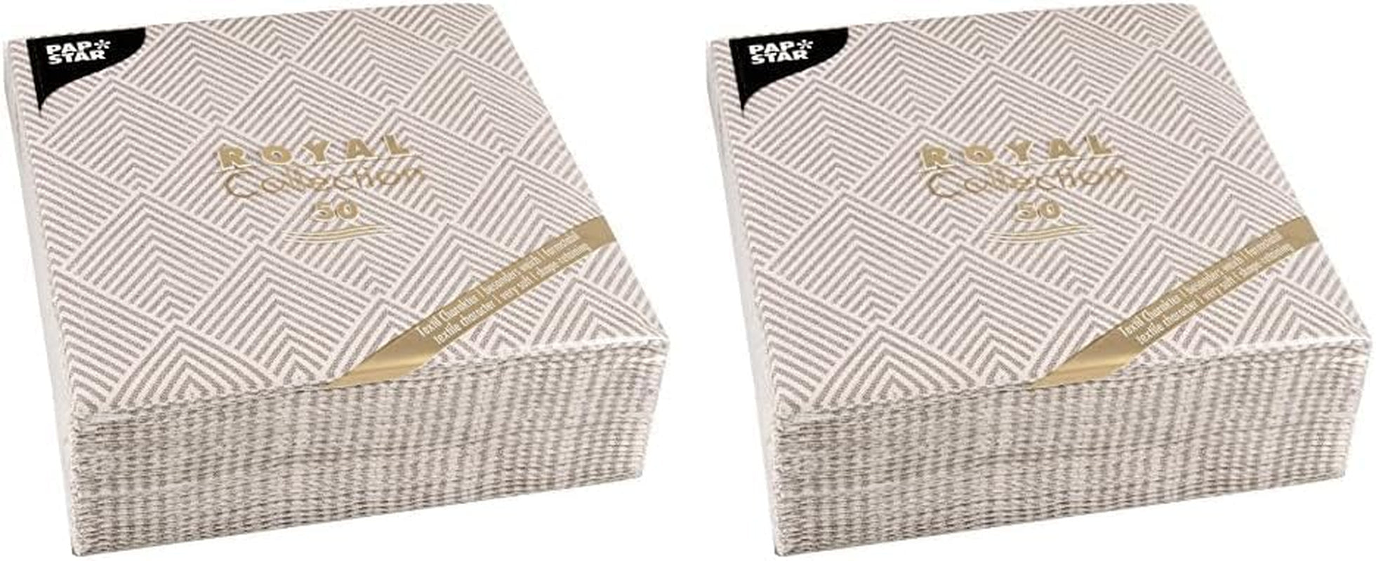 Papstar, 50 servilletas "Colección ROYAL" pliegue 1/4 40 cm x 40 cm "Elegance" Marrón, #86498 (paquete de 2)