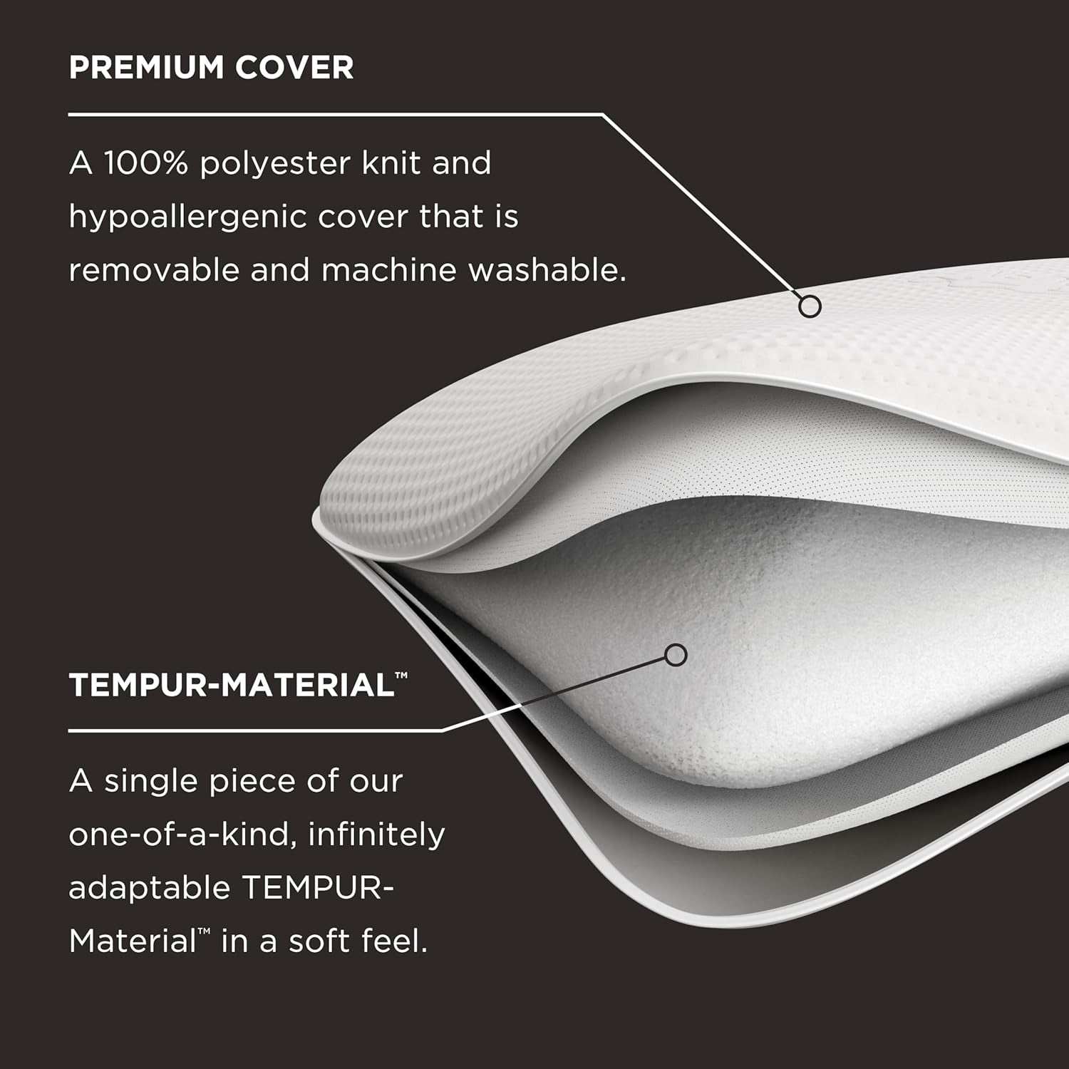 TEMPUR-PEDIC Almohada Symphony Fabricada en viscoelástica, Lujosa, Suave, Estándar, Blanco Almohadas estándar Naty Shop