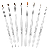 Sularpek Juego de 8 pinsel para uñas, pinsel para gel, pinsel de diseño, herramientas de punteado para decoración de uñas, pinsel para gel acrílico, pinsel para uñas
