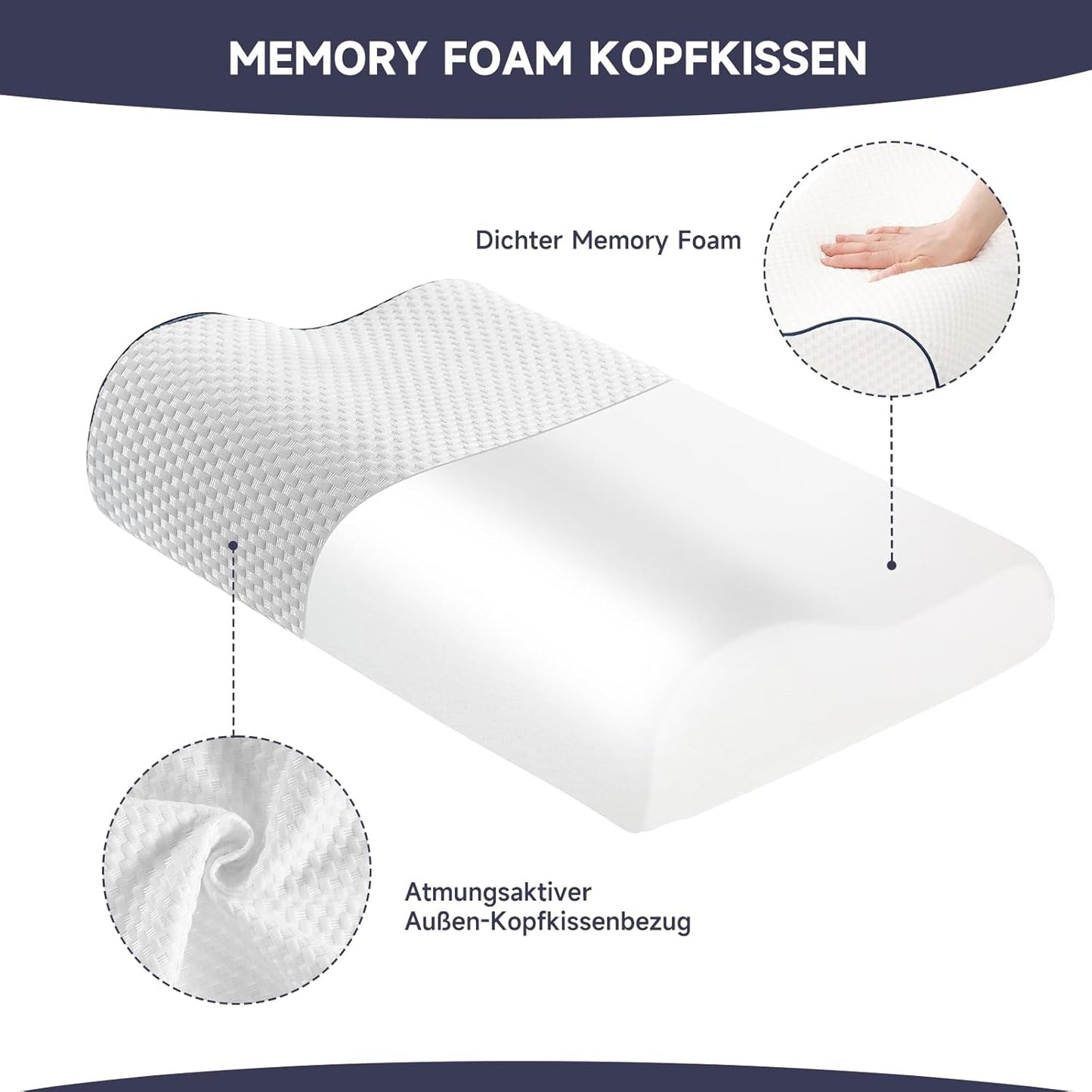 Z-Hom Almohada Cervical, Almohada Viscoelástica, Almohada para Dormir De Lado, Almohada Ergonómica, Almohada Antirronquidos, Almohada Ortopédica para Dormir, Funda Extraíble (49 X 30 X 7/10 Cm) Almohadas Ortopédicas Cervicales Naty Shop