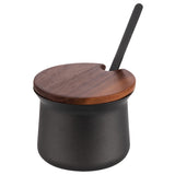 Juego de leche y azúcar APS 634, 5 piezas, madera de acacia, acero inoxidable, revestimiento antiadherente, negro