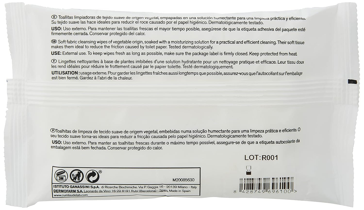 Lab - Toallitas Perianales, Toallitas limpiadoras húmedas para la higiene perianal, Provitamina B5, hidratantes, hipoalergénicas, sin parabenos ni alcohol, dermatológicamente probadas - 15 piezas