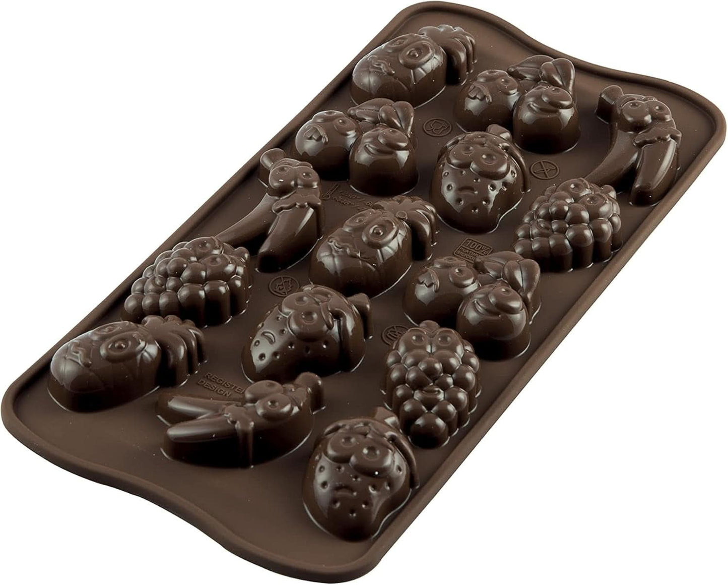 Molde de Silicona Praliné Silikomart Frutas 3,2 x 3,2 x H 1,5 cm, 10 ml, 15 cavidades (SCG32) Cocina Naty Shop