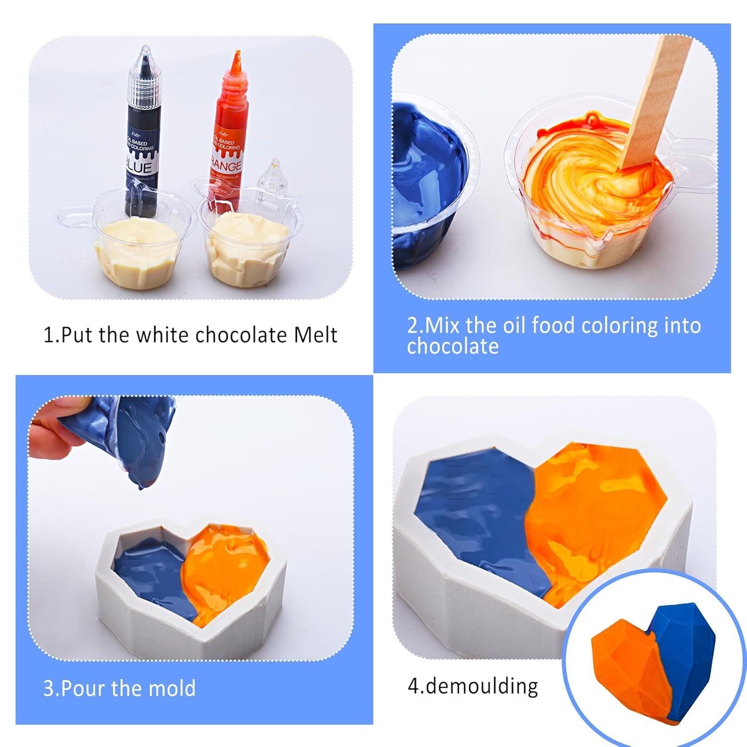Colorante alimentario soluble en grasa - Colorante alimentario a base de aceite en colores del arcoíris para chocolate, dulces, pasteles, repostería - Colorante alimentario concentrado para decorar tartas, crema de mantequilla, fondant - 12 g cada uno