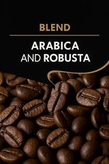 Café en grano 1 kg: granos de espresso Arábica y Robusta de alta calidad, tostados a mano sobre fuego de leña para una experiencia rica y aromática de café en grano entero.