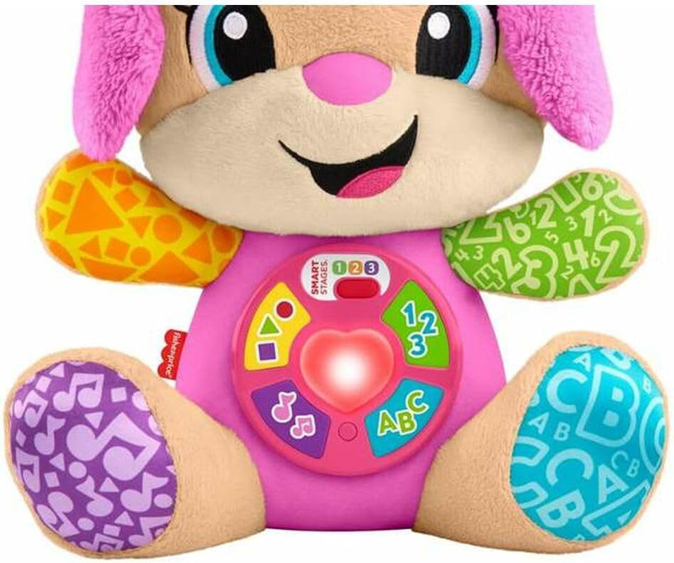 Fisher-Price Laugh & Learn JFD35 Peluche con Etapas Inteligentes Juguete Musical de Aprendizaje para Bebés a Partir de 6 Meses, Versión Multilingüe: Italiano, Español, Portugués, Inglés, JFD35 Baby Toys Naty Shop
