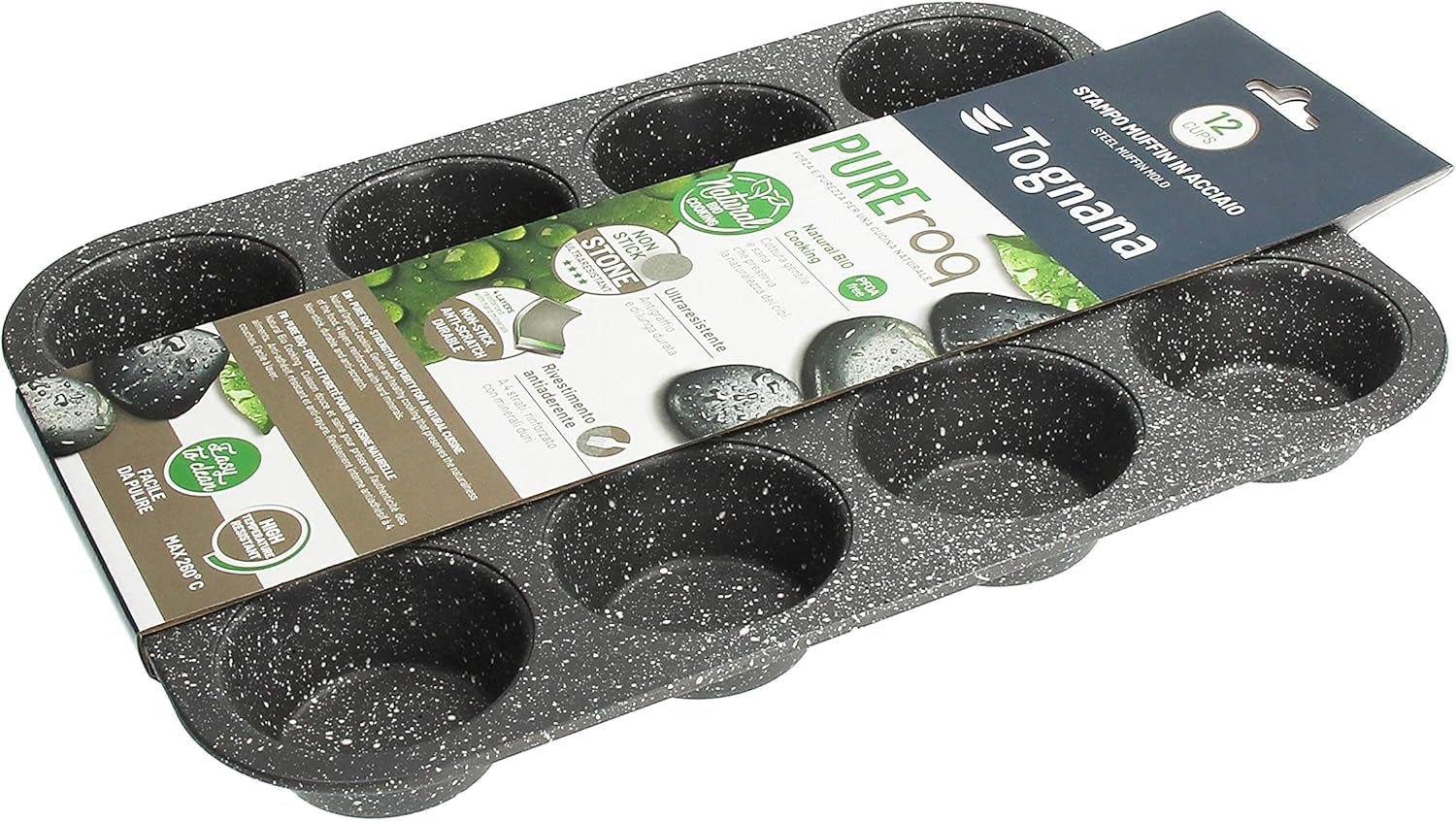 Pure Roq Muffinform Para 12 Muffins, Aluminio, Negro Moldes y bandejas de horno Naty Shop