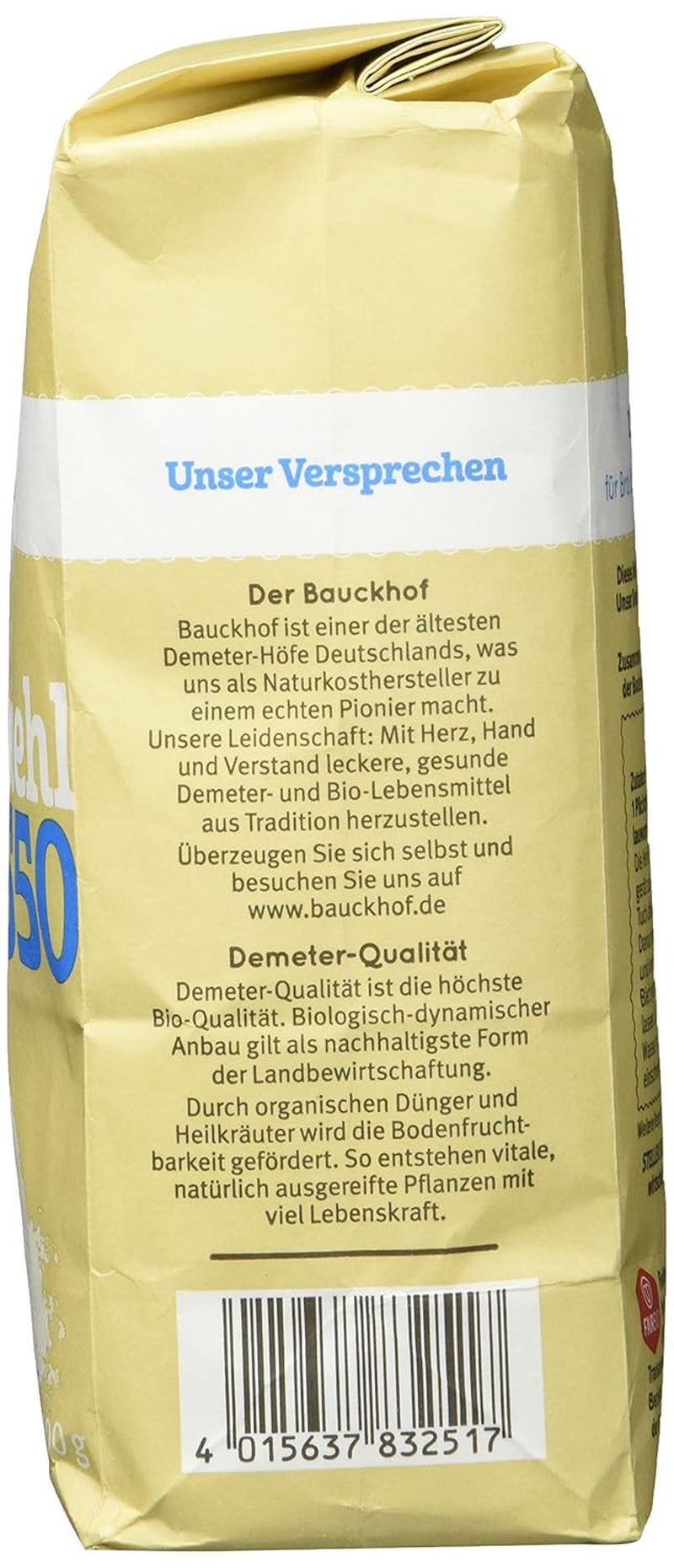 Harina de trigo Hof tipo 550 Demeter, 1 kg