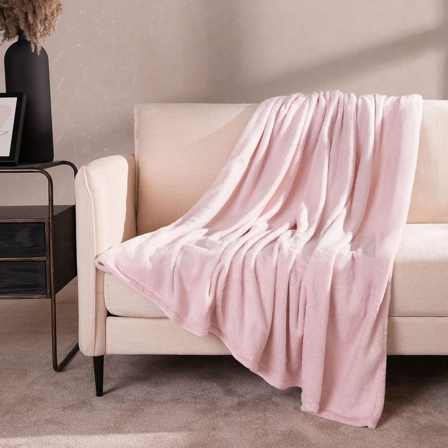 Brentford's Manta Polar De Franela, Extra Suave, Grande, Esponjosa, Cálida, Colcha para Dormitorio, Cama Individual, Sofá, Sofá, Rosa Rubor - 120 X 150 Cm Camas y Mantas Beuche den Brentfords-Store