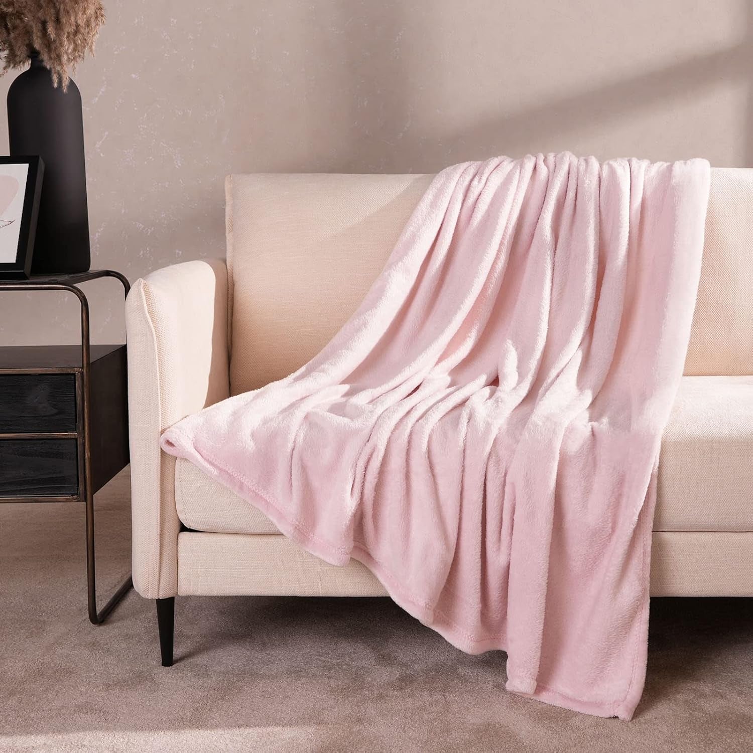 Brentford's Manta Polar De Franela, Extra Suave, Grande, Esponjosa, Cálida, Colcha para Dormitorio, Cama Individual, Sofá, Sofá, Rosa Rubor - 120 X 150 Cm Camas y Mantas Beuche den Brentfords-Store