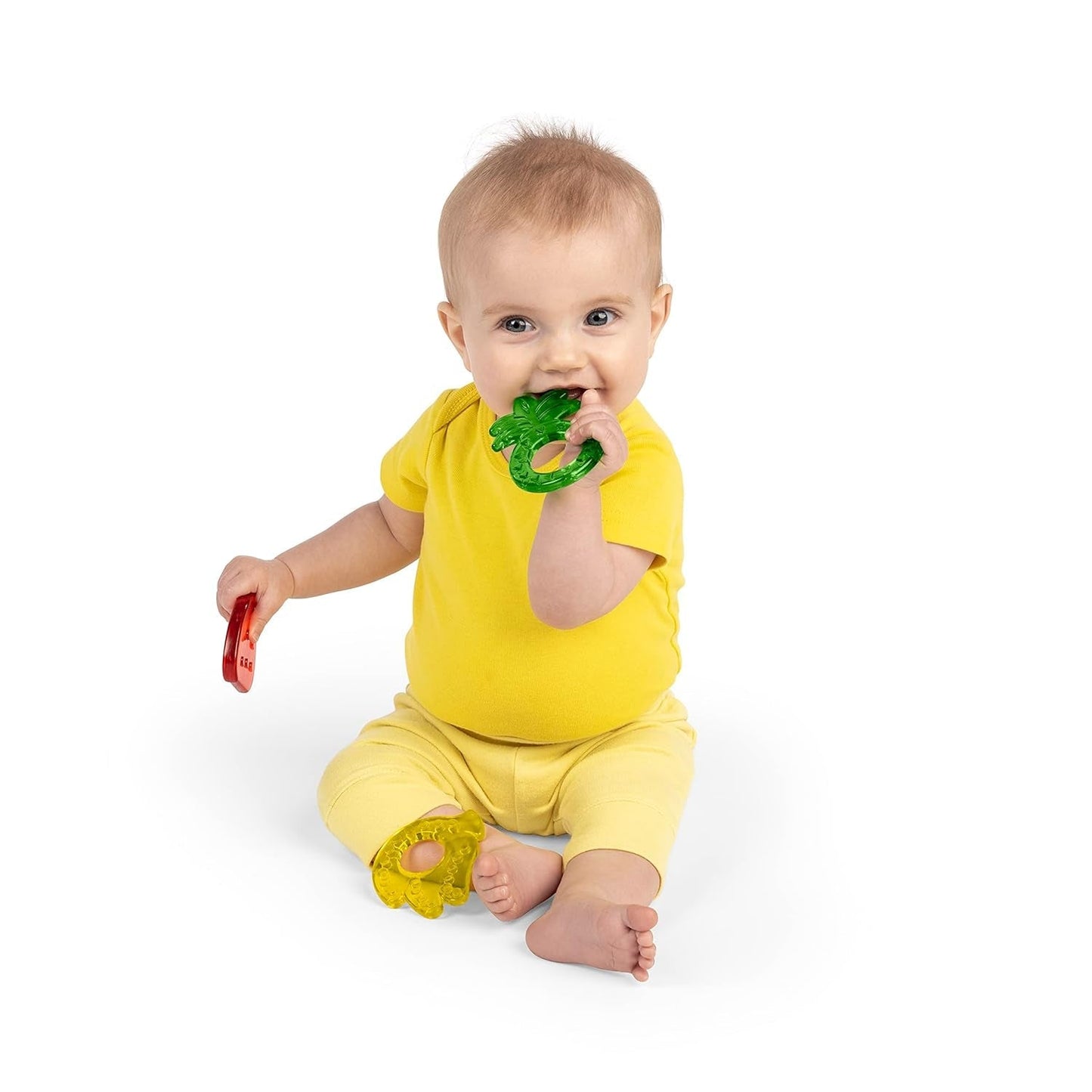 Bright Starts Juicy Chews, 3 mordedores sin BPA, para todos los bebés a partir de 3 meses