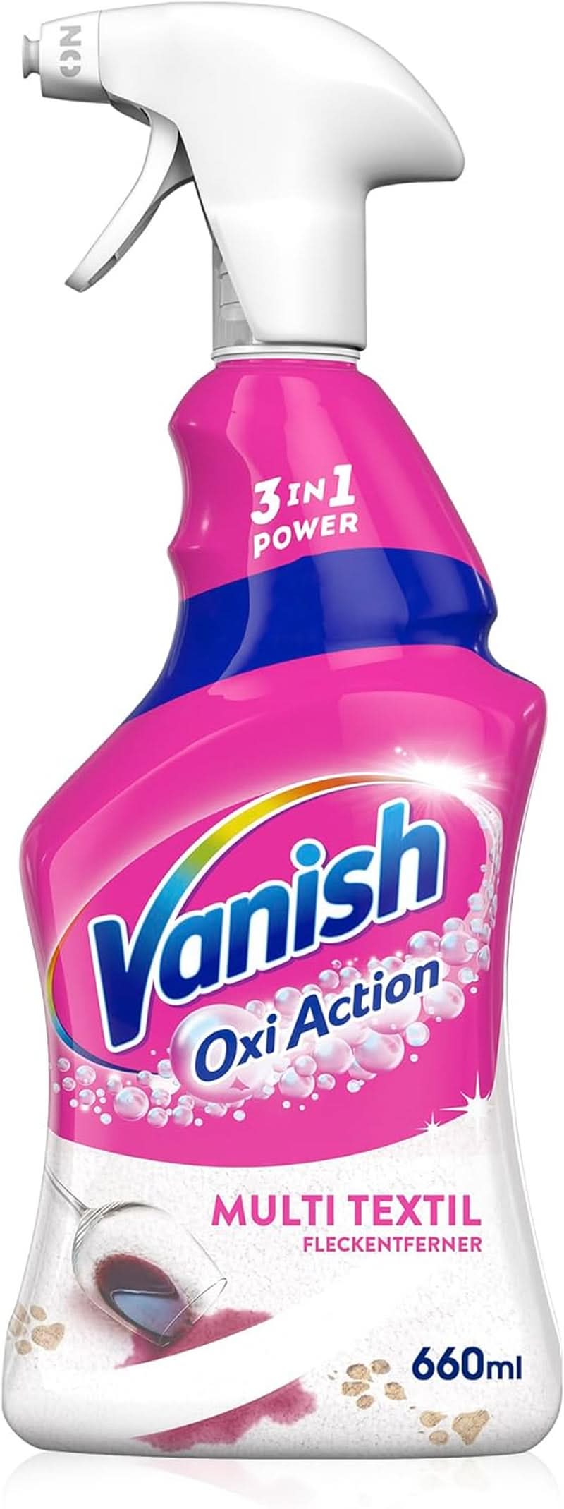 Vanish Oxi Action Multi - Spray Quitamanchas Textiles - 660 ml - Detergente textil para alfombras y tapizados - contra la suciedad y el olor a orina Naty Shop