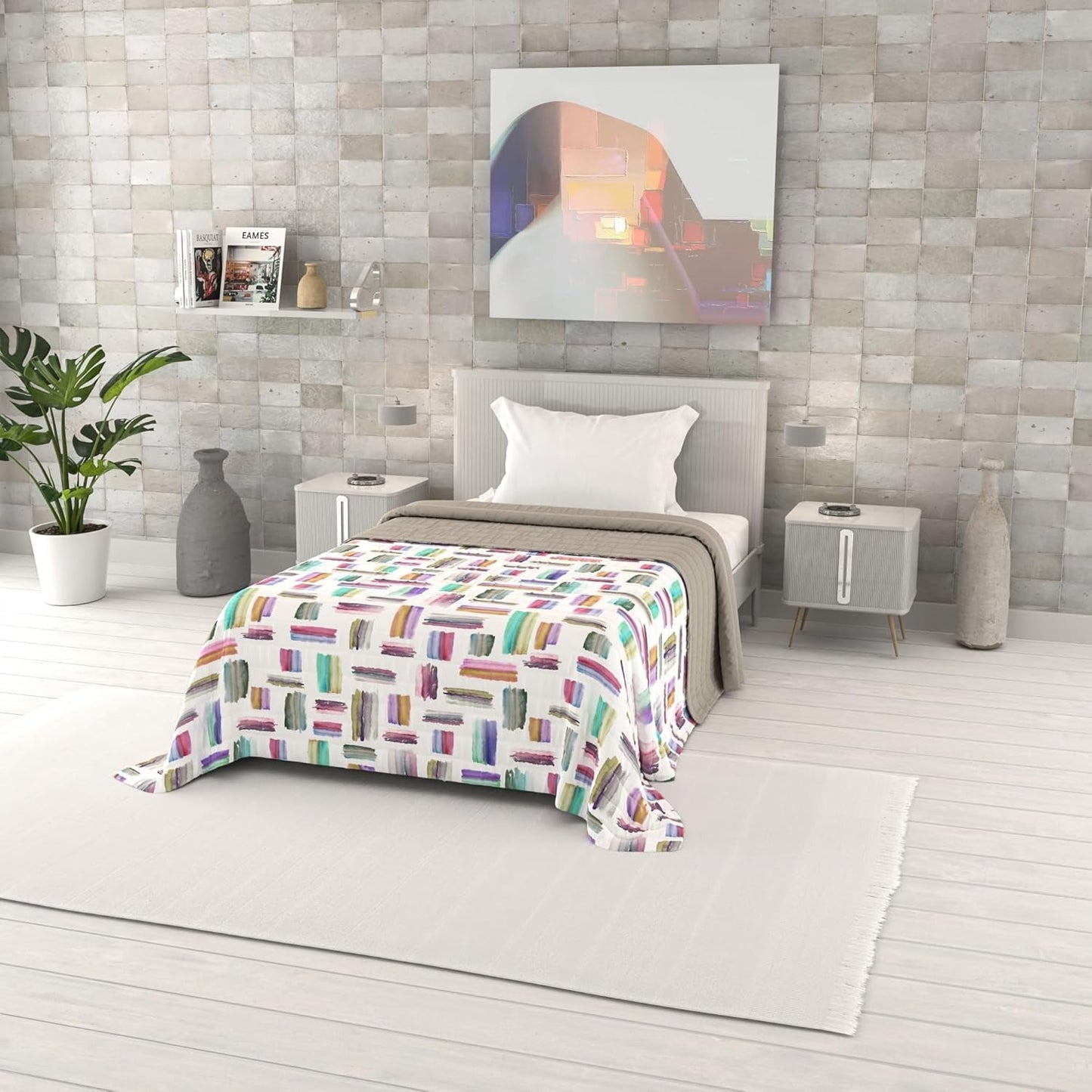 Colcha De Verano Estampada Fantasía, Relleno De Poliester, Pétalos, 260X270Cm Edredones y edredones Naty Shop Multicolor 220X270Cm
