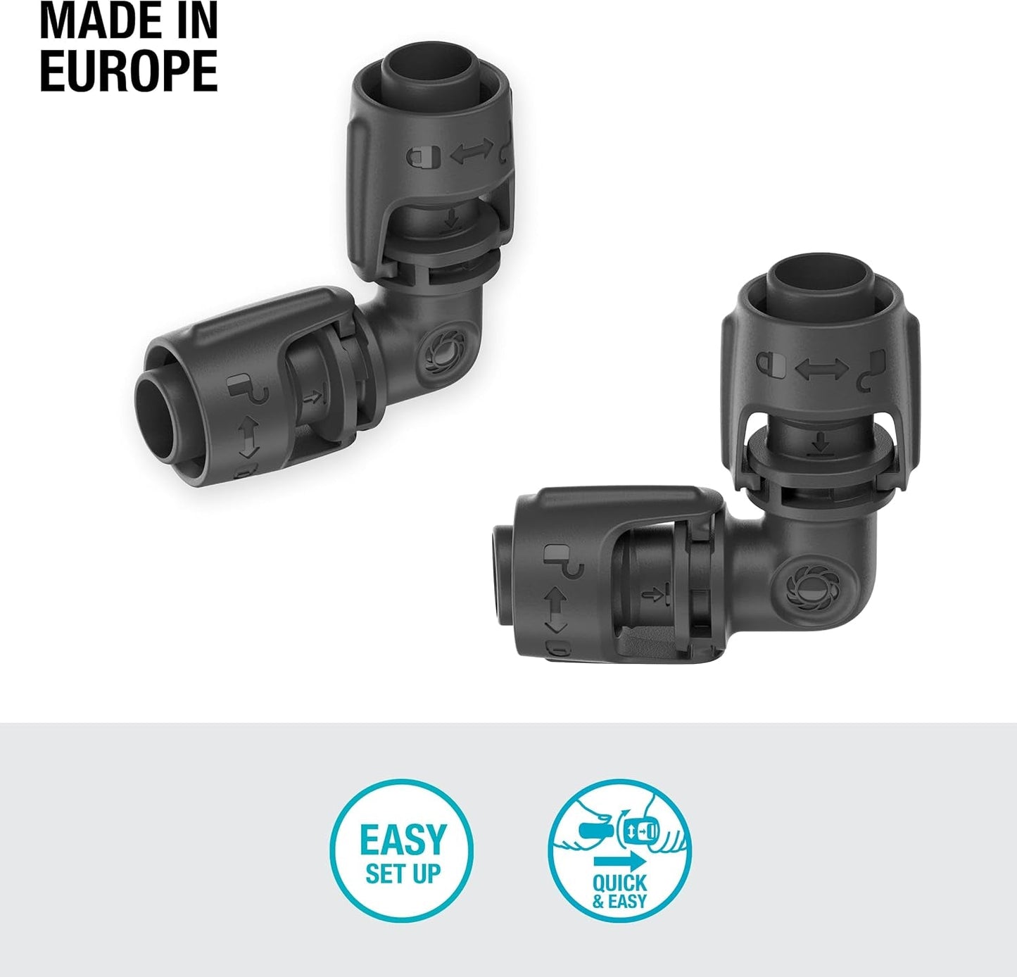 Sistema de riego por microgoteo Gardena, pieza en L de 13 mm (1/2"): conector de tubería para invertir tuberías de suministro de 13 mm, montaje sin herramientas, reutilizable (13202-20)