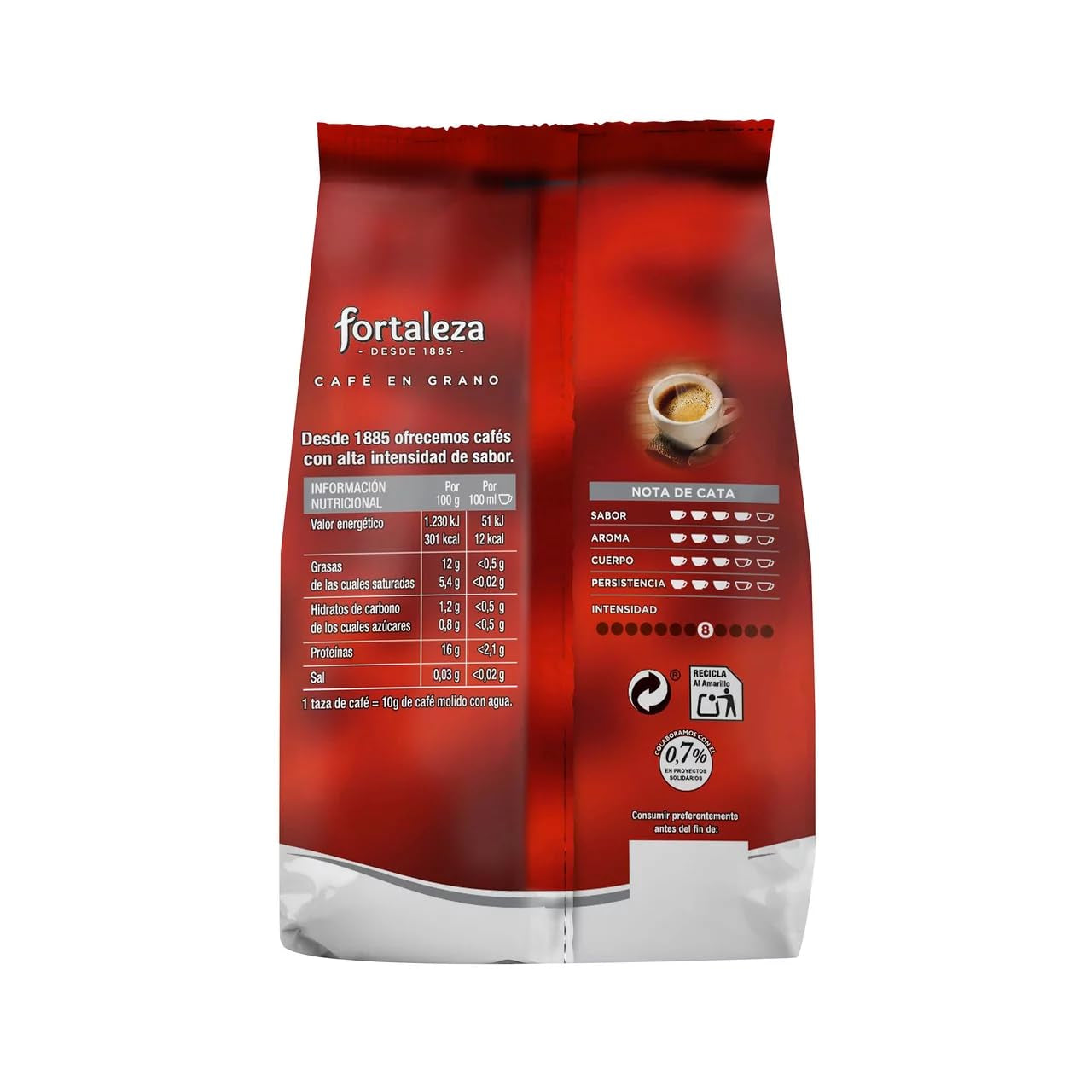FORTALEZA café natural en grano 500g, pack de 2