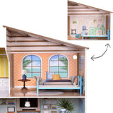 Olivia's Little World Casa de muñecas interactiva de madera de 3 pisos de estilo mediterráneo contemporáneo para niños con 17 accesorios para muebles de muñecas Multicolor TD-13551B