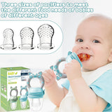 Chupetes de Frutas para Bebé, Pack de 2 Chupetes de Frutas para Bebés de 3 Meses en adelante Versión Mejorada 2023, Chupetes Rellenables, Chupetes de Gachas, Chupetes de Frutas para Bebés, Sin BPA, 8 Tetinas de Silicona en 3 Tamaños