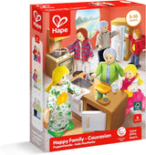 Hape Doll Family Juego de casa de muñecas galardonado, accesorios únicos de madera para casa de muñecas, juego imaginativo, 6 miembros de la familia de muñecas, a partir de 3 años