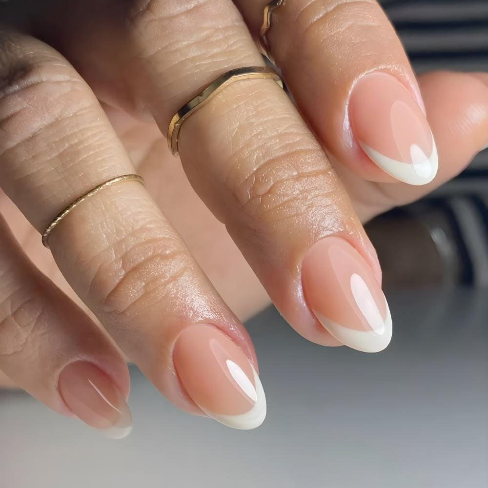 Juego de Uñas Postizas Adhesivas - Uñas Postizas Francesas - 24 Piezas Diseño Cuadrado Corto Blanco Rosa Degradado Uñas Artificiales Manicura Bailarina (Degradado Rosa Corto)