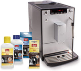 Melitta Solo & Milk: cafetera delgada totalmente automática con espumador de leche, cafetera con depósito de agua extraíble, p. café o capuchino, plata