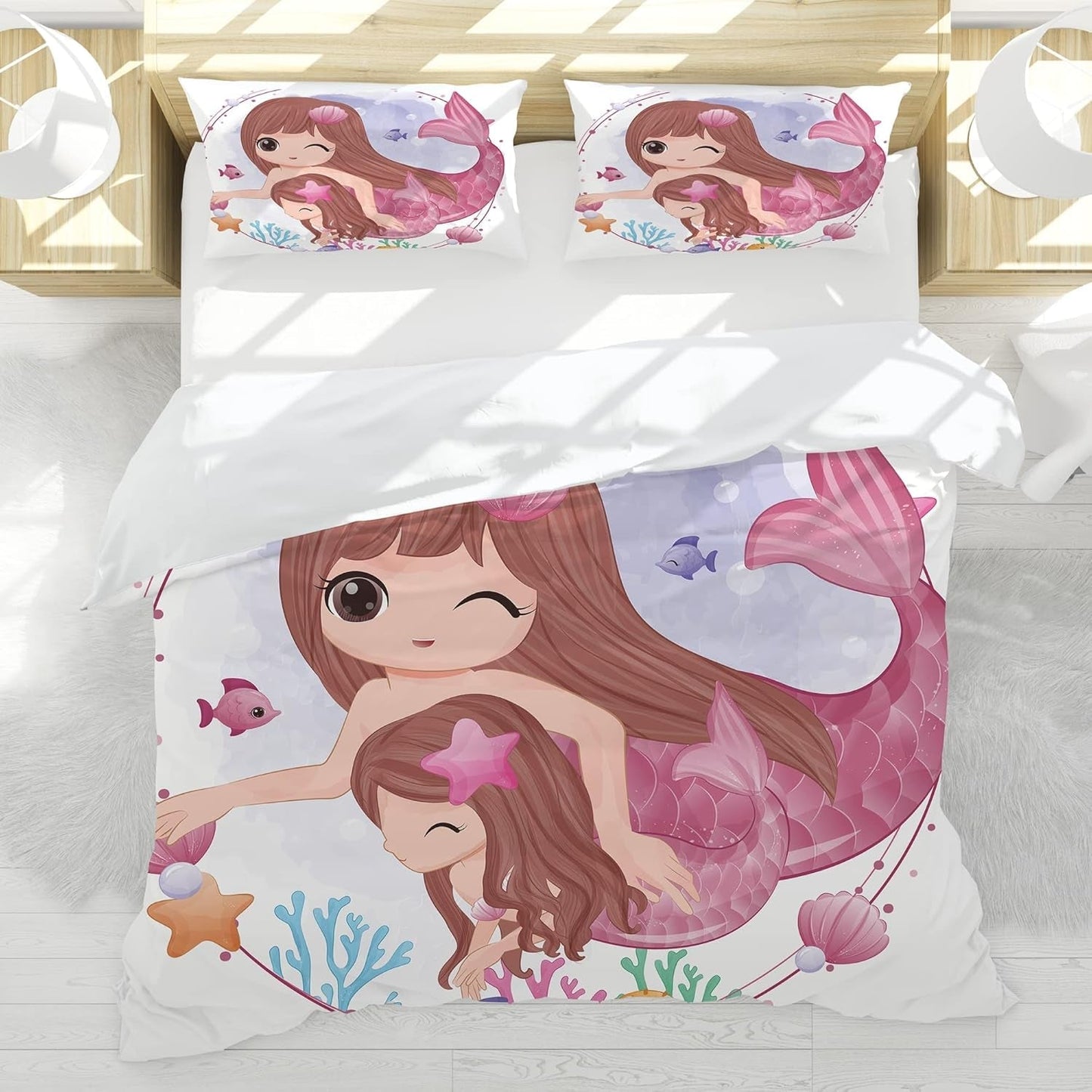 Ropa de cama infantil, varias medidas y varios personajes animados Ropa de cama infantil Naty Shop Sirena (modelo 6) 200X200Cm+80X80Cm