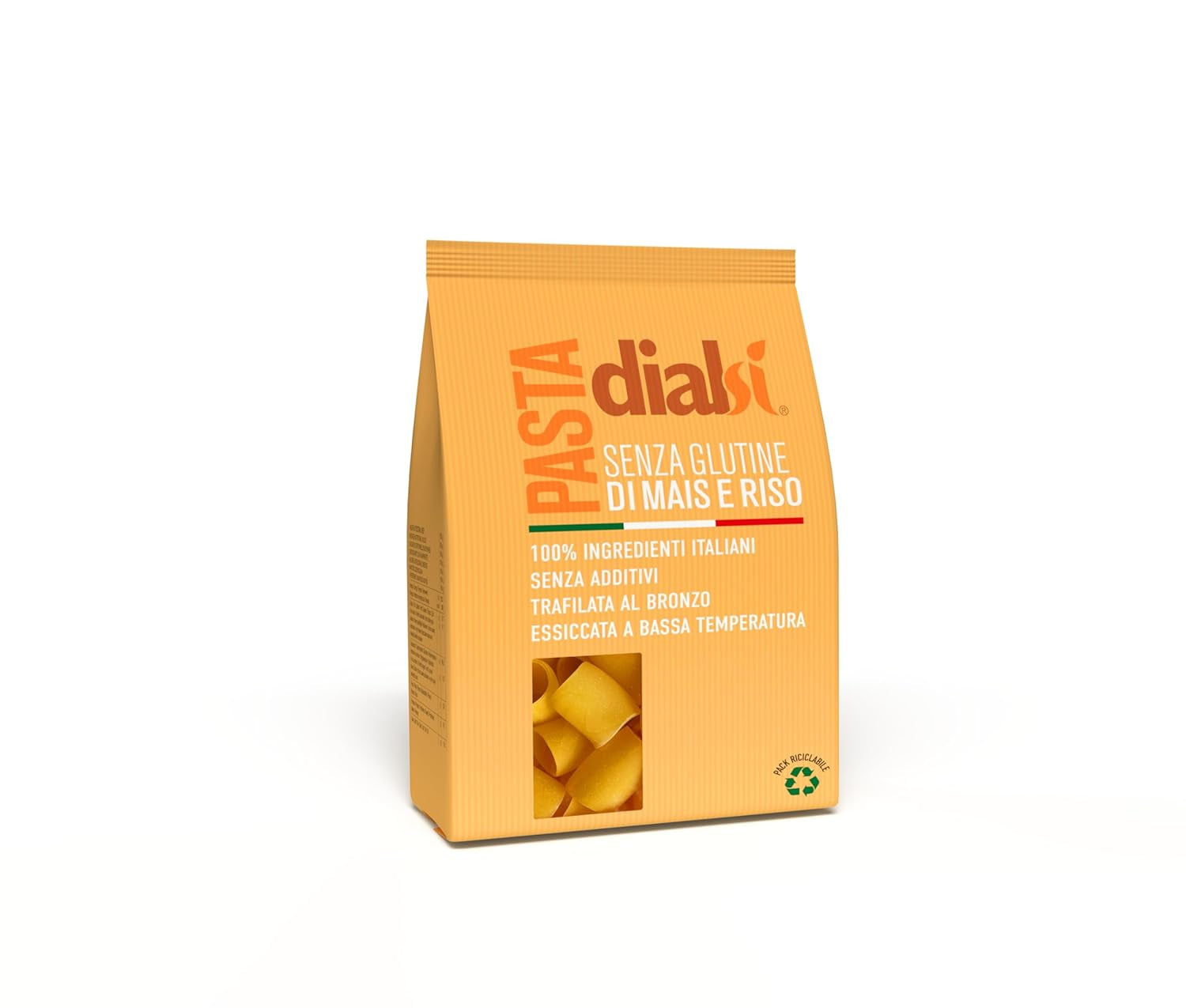 Pasta en forma de estrella Dialsi, pasta de maíz y arroz sin gluten, cocida al bronce, ingredientes 100% italianos, sin aditivos, se cocina en 8-9 minutos, paquete de 300g