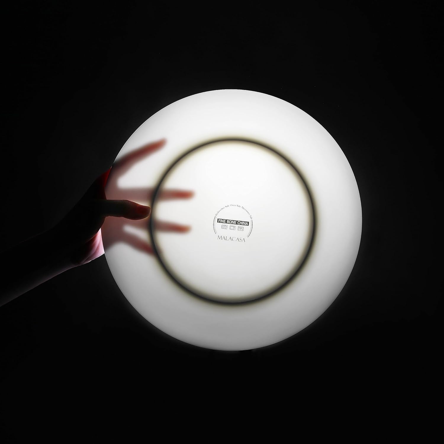 MALACASA Juego de vajilla para 4 personas Bone China Juego de vajilla de 16 piezas Redondo blanco con borde dorado Juego combinado de 4 platos llanos 4 platos de postre 4 platos Suma y 4 tazones de cereales Serie NORI