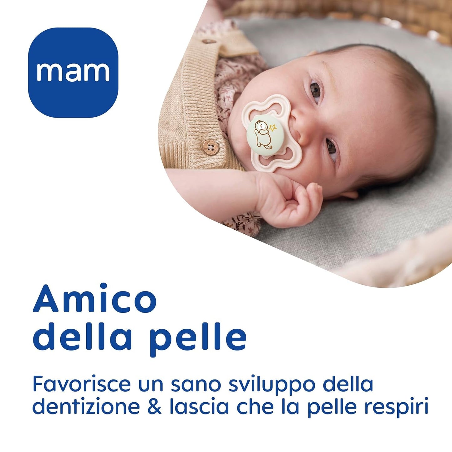 Chupete MAM Air Night 6-16 meses (paquete de 2) Chupete MAM 6-16 meses, brilla en la oscuridad para pieles sensibles, accesorio para bebé, paquete de 2 con tetina de silicona y soporte para chupete, neutro/verde