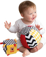 magdum 2 set juego cubo bebe + pelota de tela - juguete motricidad a partir de 1 año - juguete para niños 6 meses - juguete Montessori - juguete educativo 1 año - regalo para niños - pelota para niños - cubo para niños - regalos para niños Juguetes Bebe Naty Shop Título predeterminado