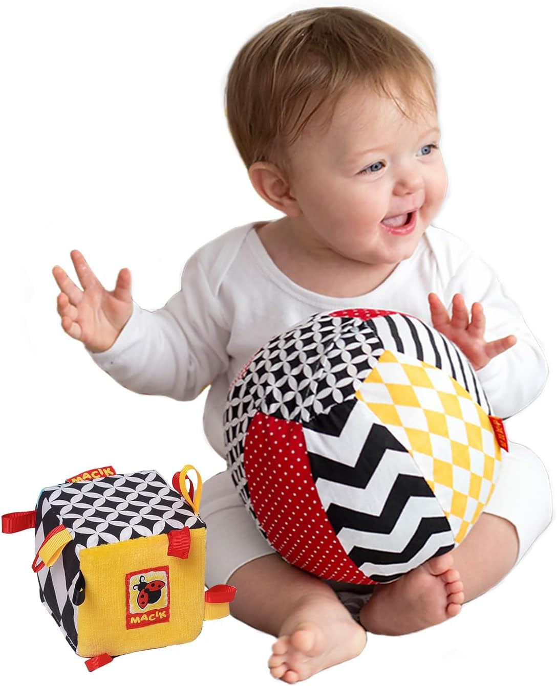 magdum 2 set juego cubo bebe + pelota de tela - juguete motricidad a partir de 1 año - juguete para niños 6 meses - juguete Montessori - juguete educativo 1 año - regalo para niños - pelota para niños - cubo para niños - regalos para niños Juguetes Bebe Naty Shop Título predeterminado