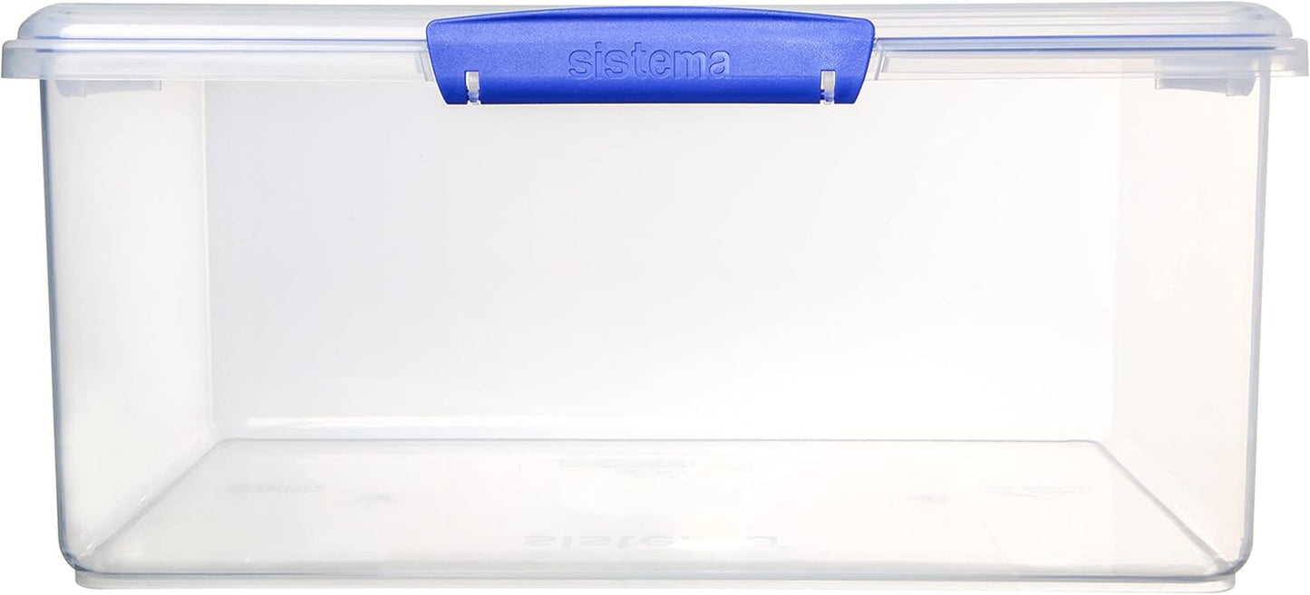 Tarro para almacenamiento de alimentos KLIP IT System | 9,67 litros | tarro de almacenamiento apilable y hermético con tapa, apto para frigorífico/congelador | Plástico sin BPA | clips azules | 1 pieza (paquete de 4) cajas de almacenamiento de alimentos Naty Shop