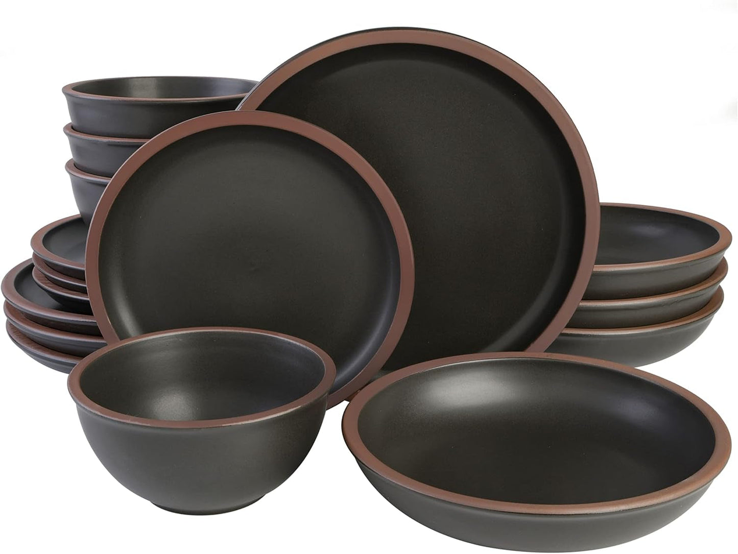Lagos Coupe Geschirrset, servicio para 4 personas (16 piezas), negro