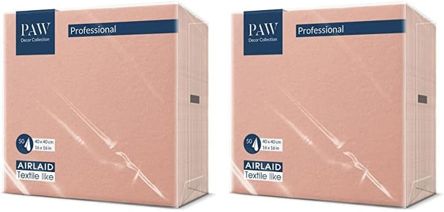 PAW - Servilletas Airlaid (40 X 40 Cm) I 50 piezas I Unicolor I Similar a tela I Decoración de mesa elegante I Horeca I Para ocasiones importantes como bodas, fiestas, Navidad I Unicolor: Rosa