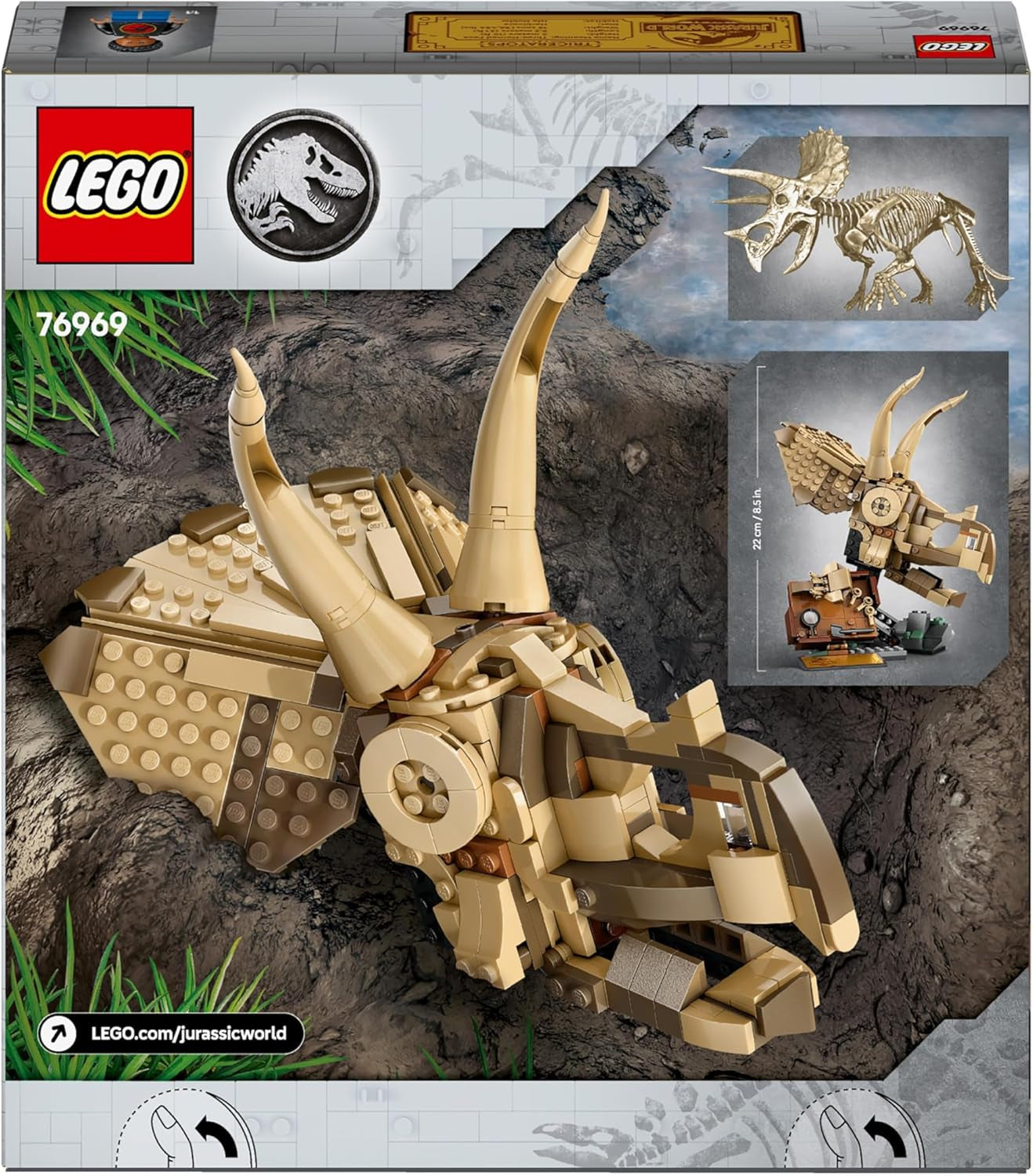 LEGO Jurassic World Dinosaur Fossils: Modelo de Calavera de Triceratops, juguete de dinosaurio para niños y niñas a partir de 9 años, regalo para niños y fans Jurassic World 76969 Juegos de construcción Besuche den LEGO-Store
