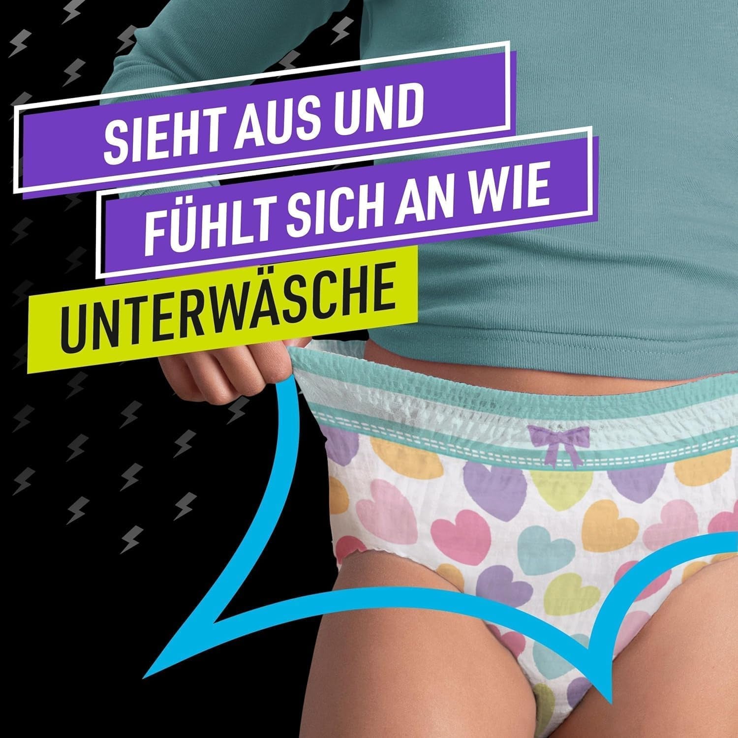 Pantalones de pijama Hearts Calzoncillos absorbentes para 9 noches 8 años 27 kg-43 kg Protección contra fugas durante toda la noche